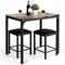 Costway 3 PCS Counter Height Dining Set Faux Marble Table 2 Chairs Kitchen Bar Furniture